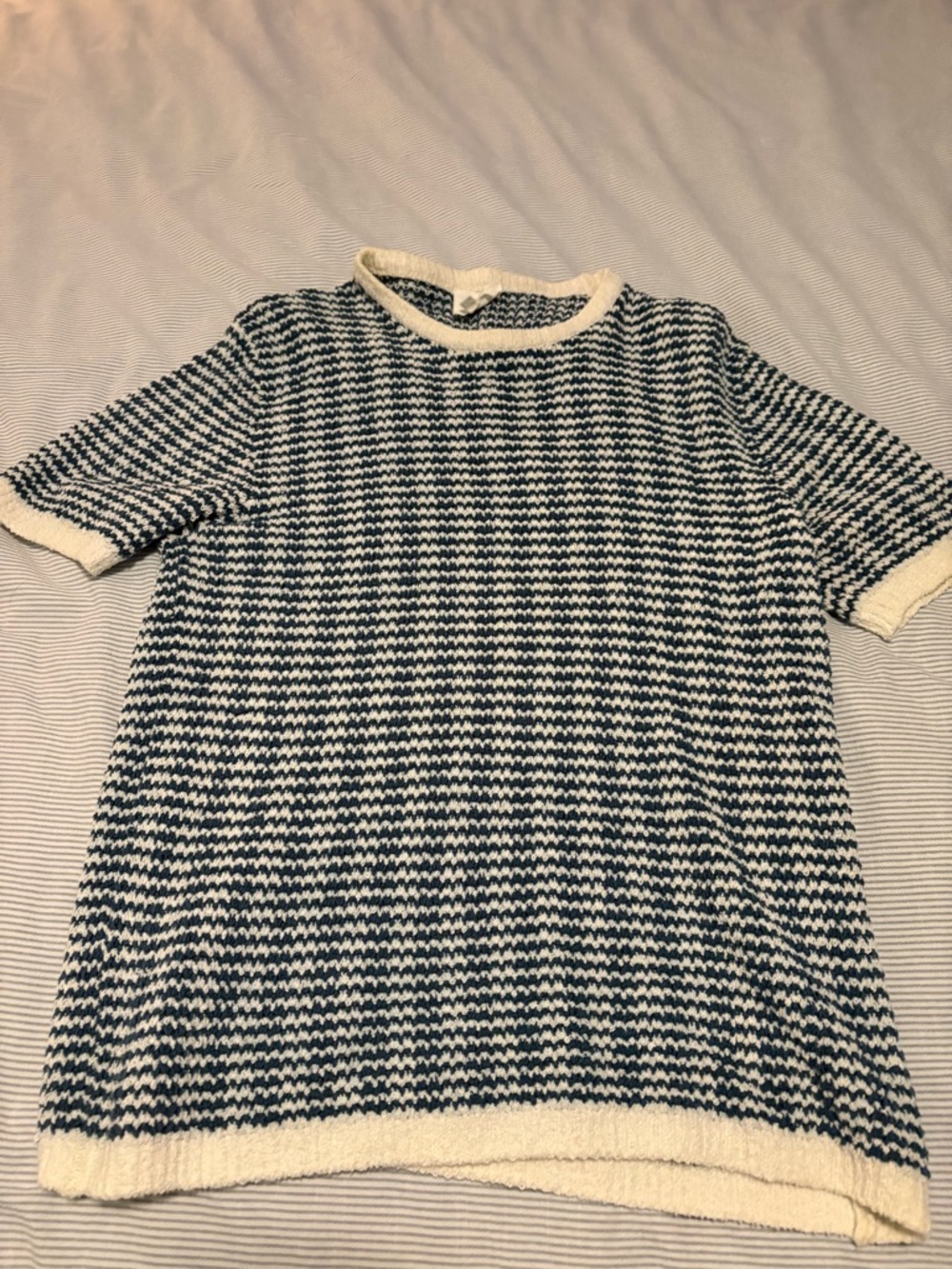 Octobre Éditions Blue and Cream Knit Top